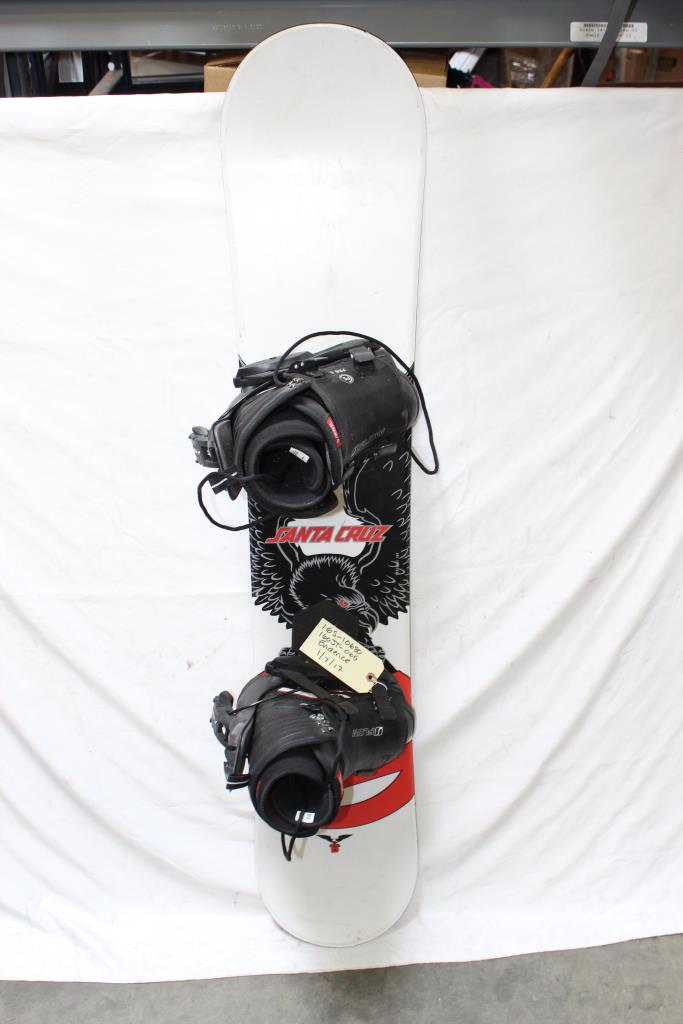 Santa Cruz Snowboard With Bindings And Vans Snowboarding Shoes Property Room