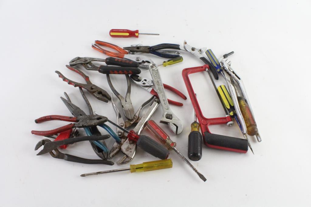 Screw Drivers, Vice Grips, And More, 10+ Pieces Property Room