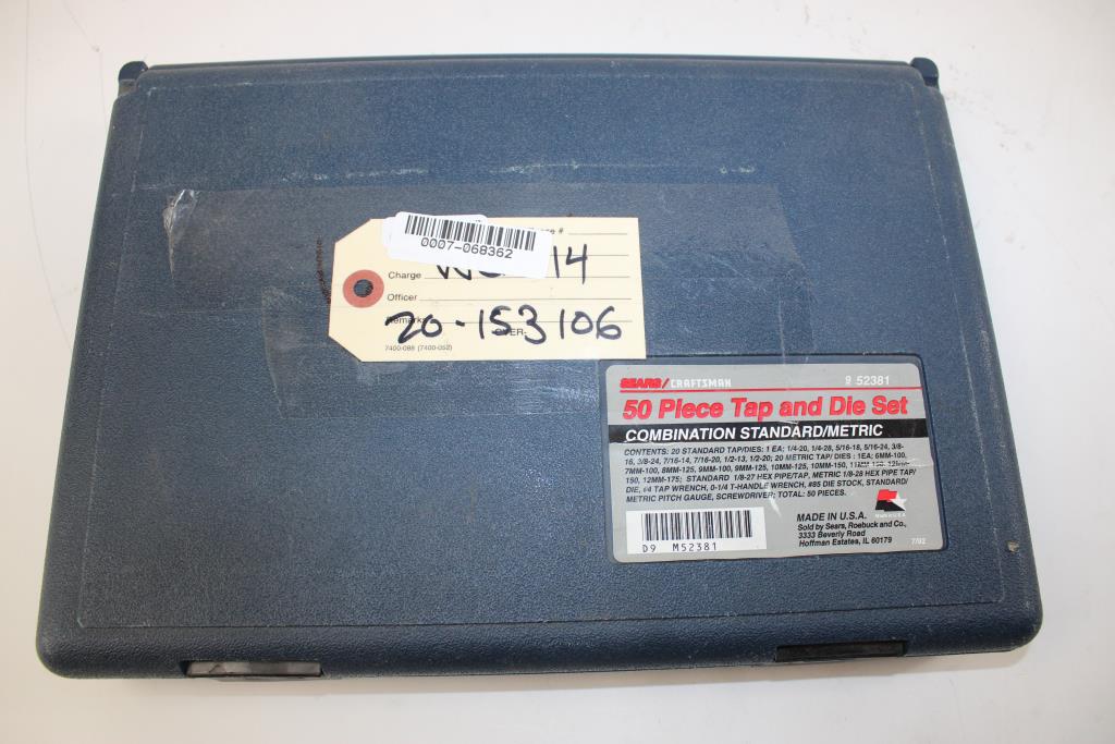 SEARS CRAFTSMAN 52381 50 Piece TAP AND DIE SET Property Room