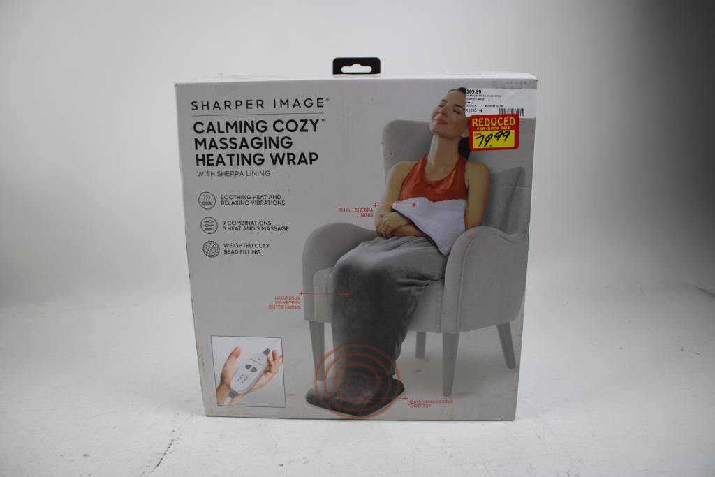 Sharper Image Calming Cozy Massaging Heating Wrap With Sherpa Lining