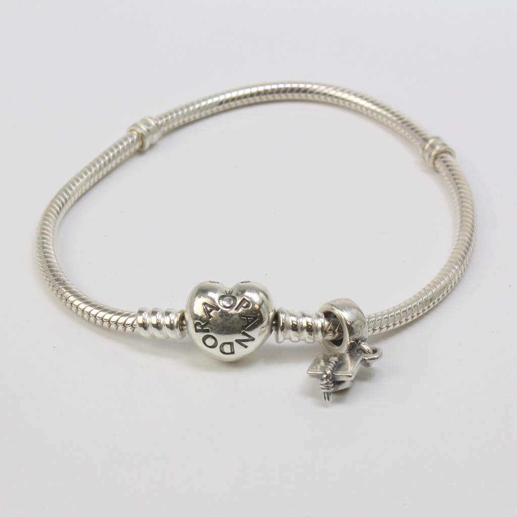 Silver 16 5g Pandora Bracelet With Graduation Cap Charm Property Room Silver 16 5g Pandora Bracelet With Graduation Cap Charm
