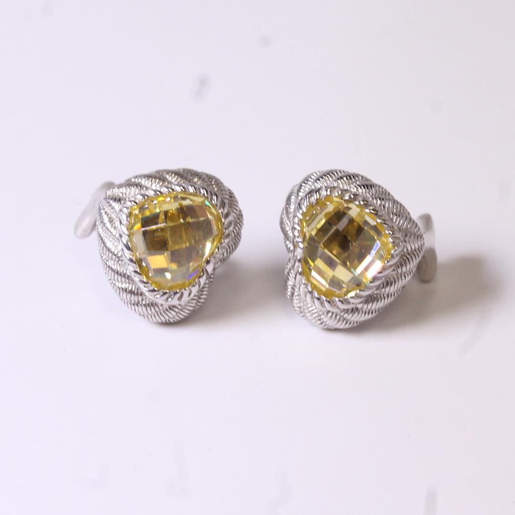 Silver 8 5g Judith Ripka Yellow Stone Earrings Property Room Silver 8 5g Judith Ripka Yellow Stone Earrings