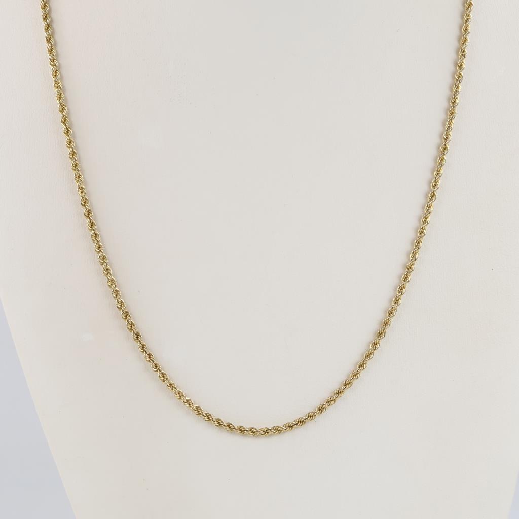 Silver And 10kt GF Twisted Rope Chain Link Neckklace