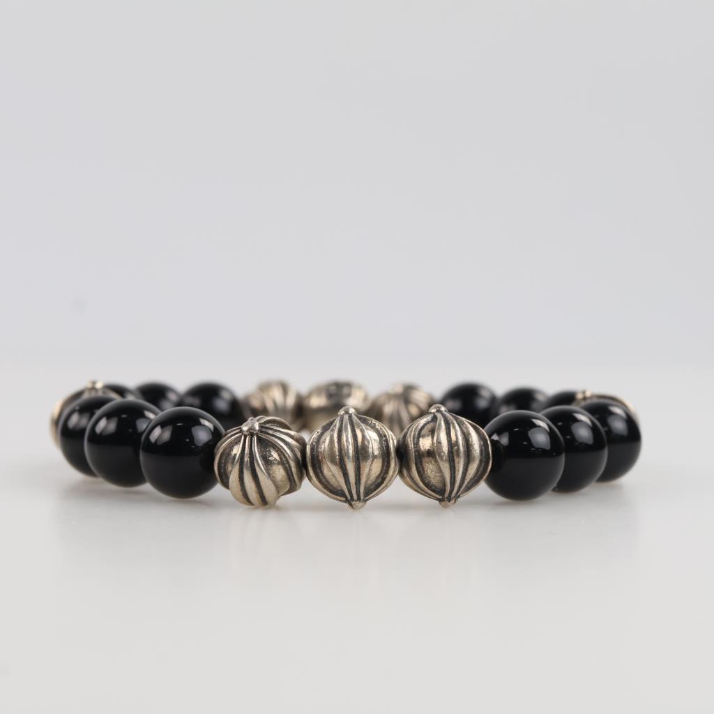 Silver And Black Onyx Beaded Bracelet | Property Room