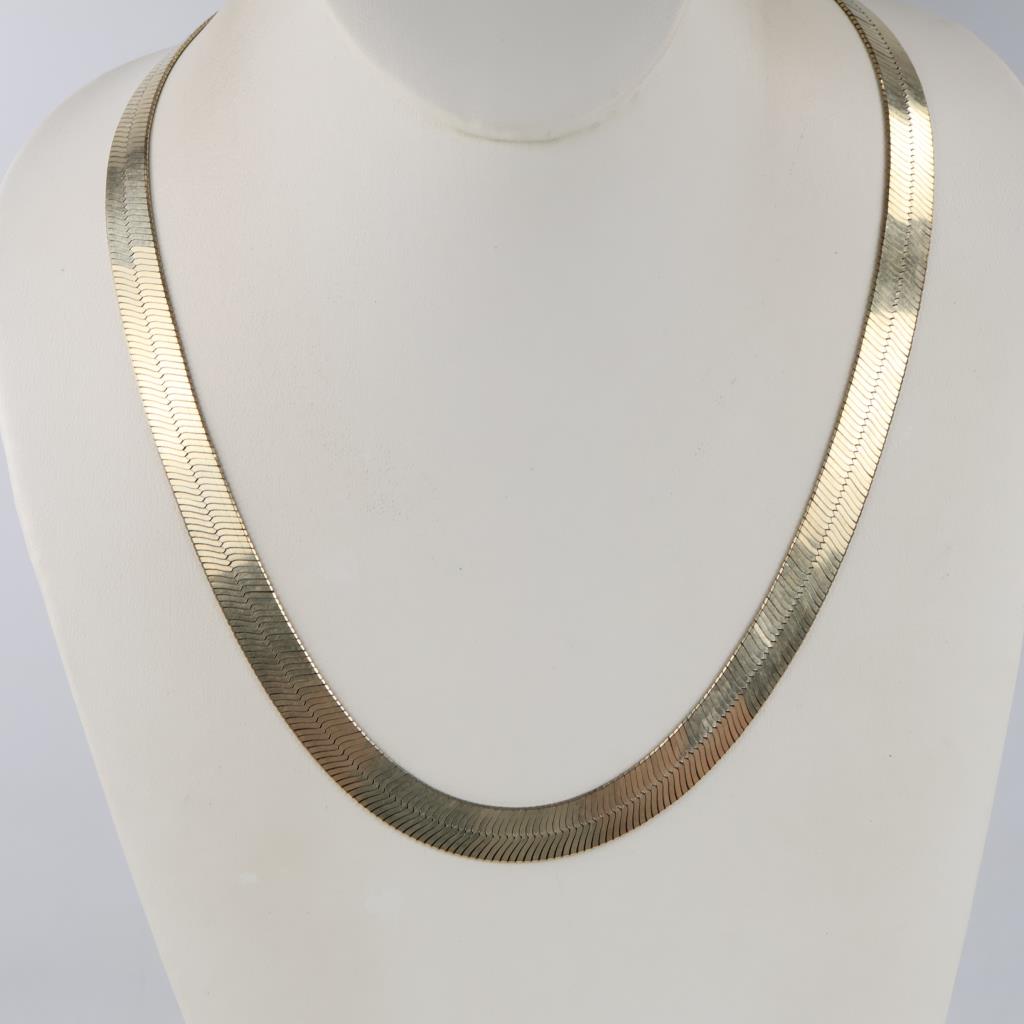 Silver And Gold Plated Herringbone Necklace