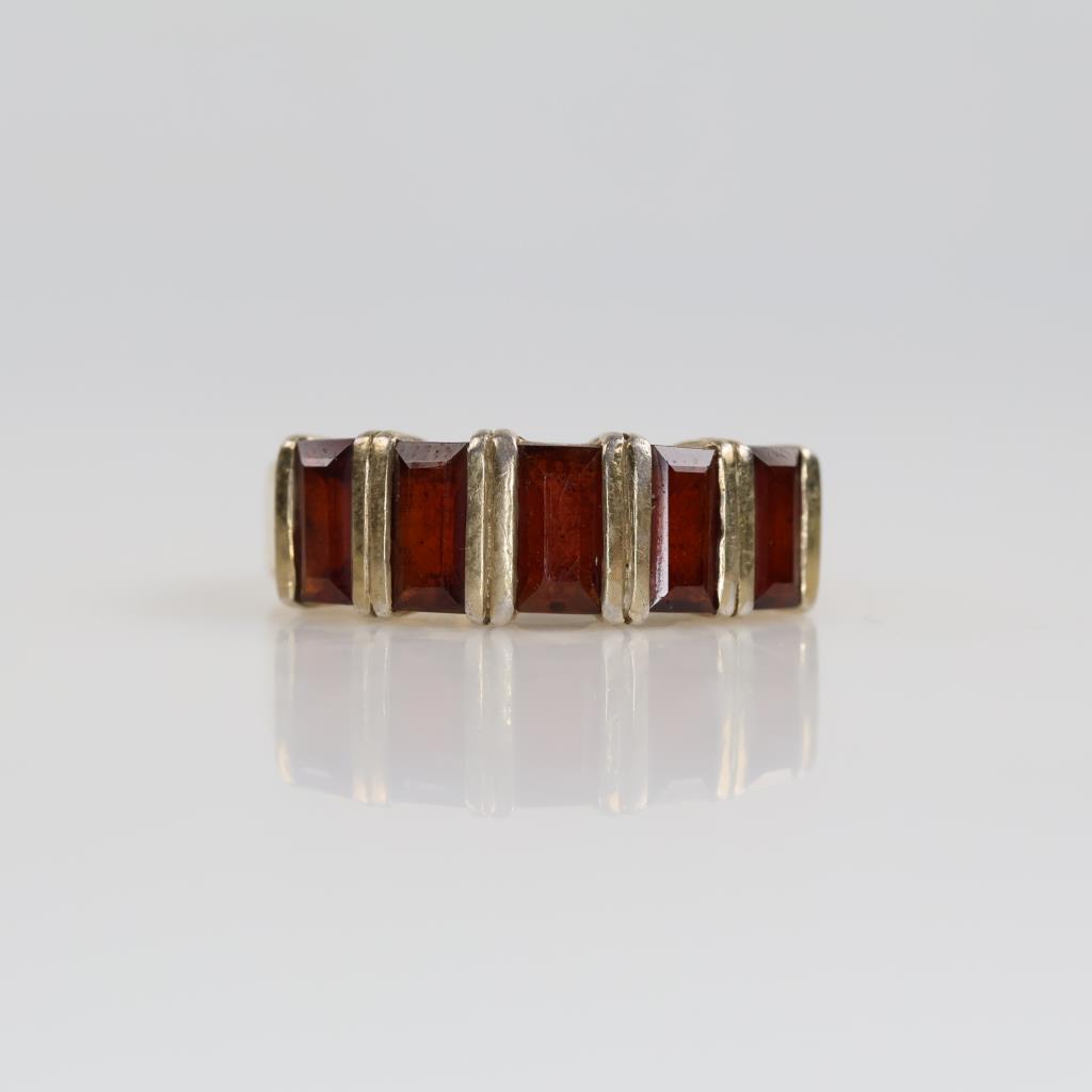 Silver And GP Red Stone Ring