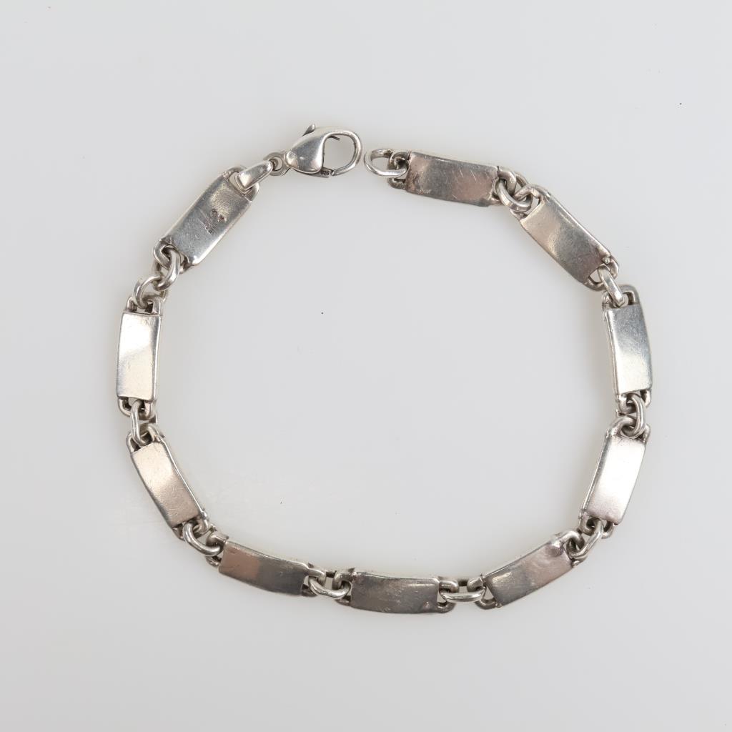 Silver Bar Link Bracelet