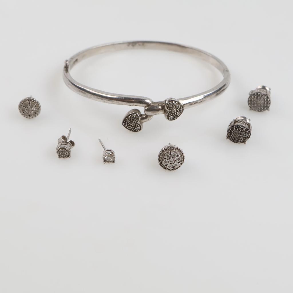 Silver Diamond Accent Jewelry, 7 Pieces