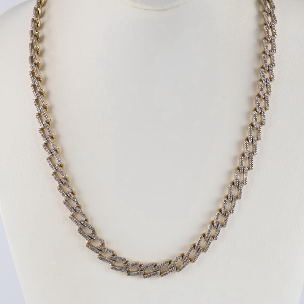 Silver GP Diamond Encrusted Link Necklace