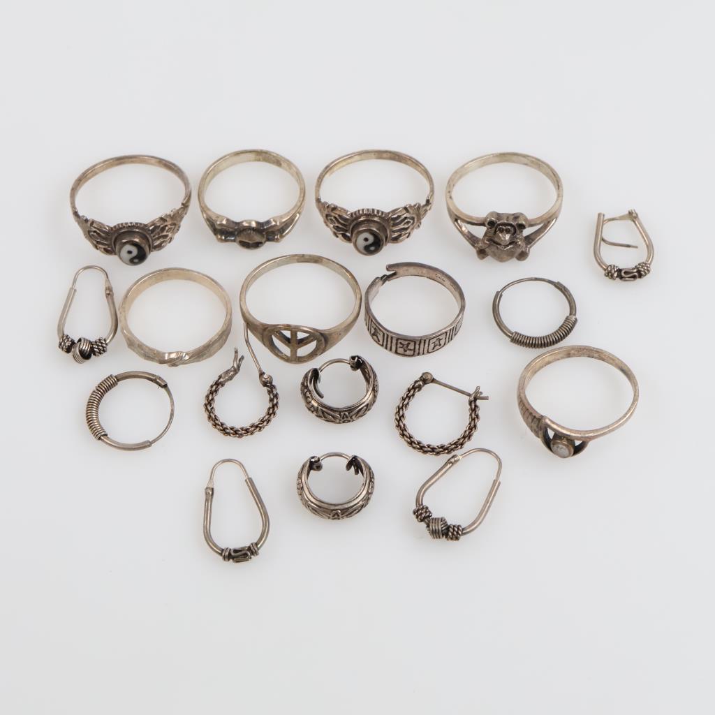 Silver Jewelry, 18 Pieces