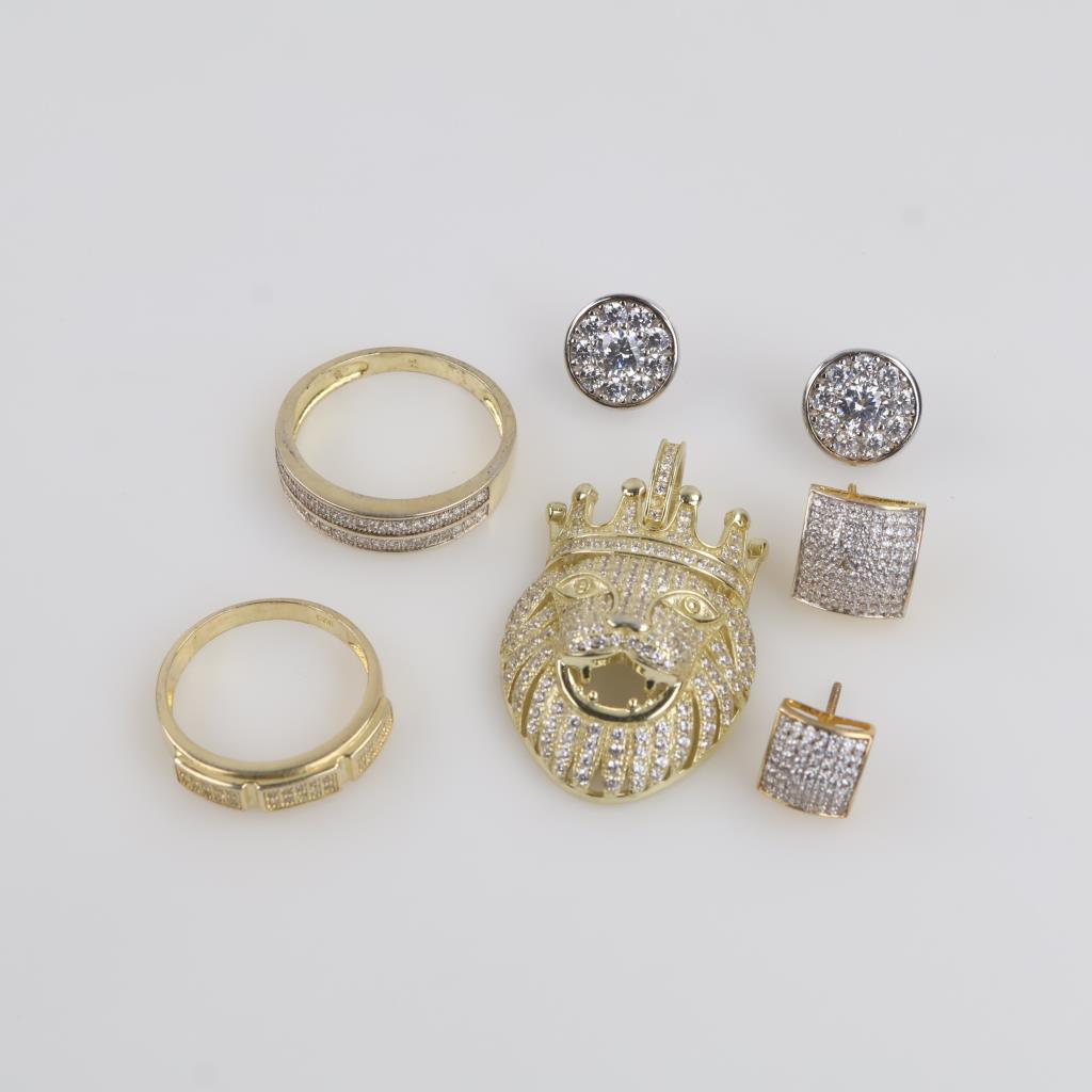 Silver Jewelry Clear Stone Accent, 7 Pieces