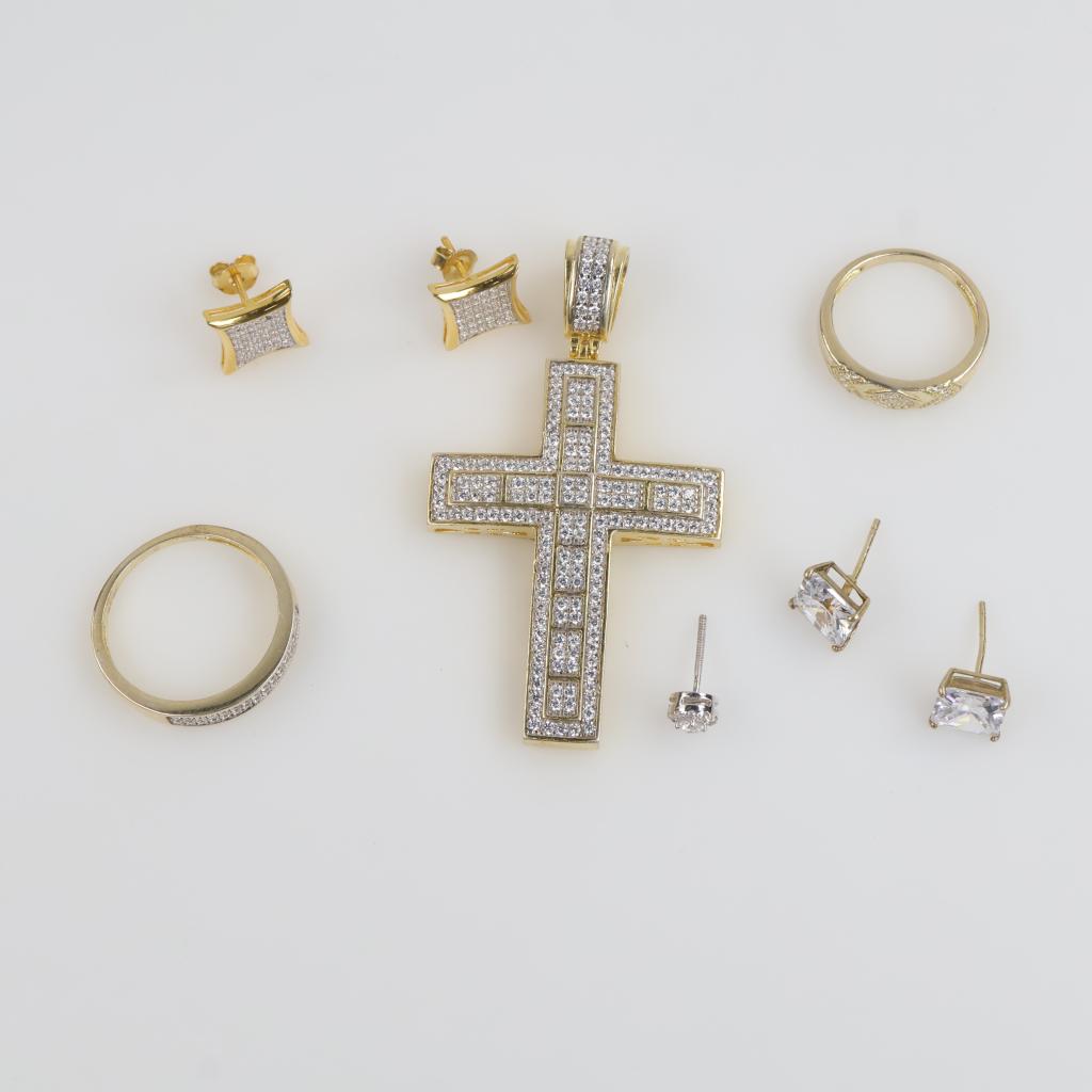 Silver Jewelry Clear Stone Accent, 8 Pieces