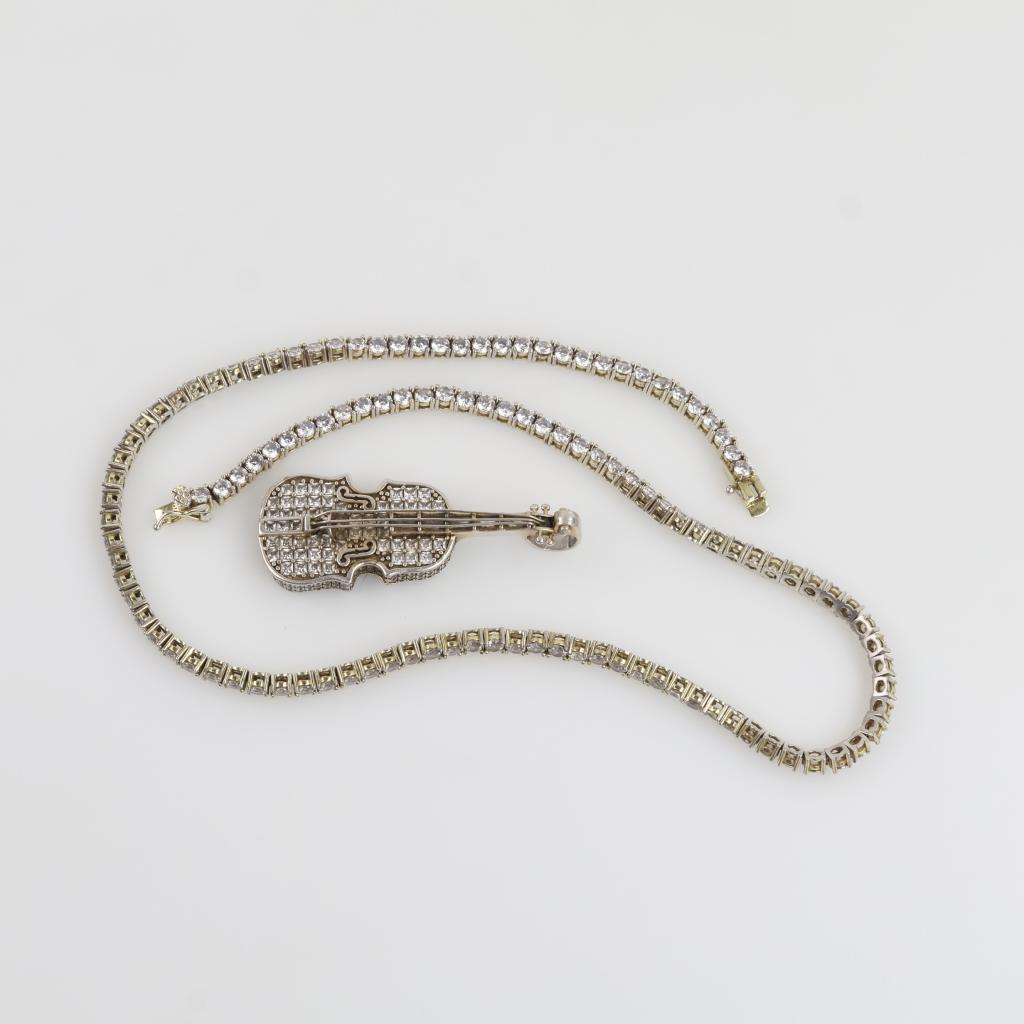 Silver Jewelry With Clear Stones, 2 Pieces