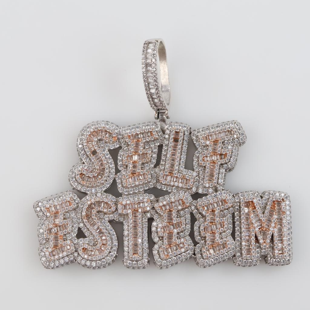 Silver "Self Esteem" Clear Stone Pendant