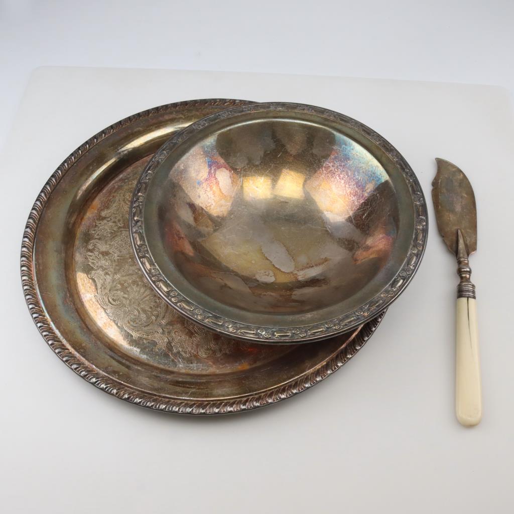 Silverplated Decorative Serving Ware, 3 Pieces Property Room