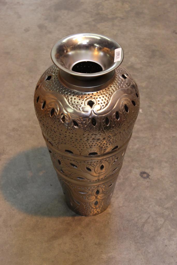 Silvertone Metal Floor Vase Property Room