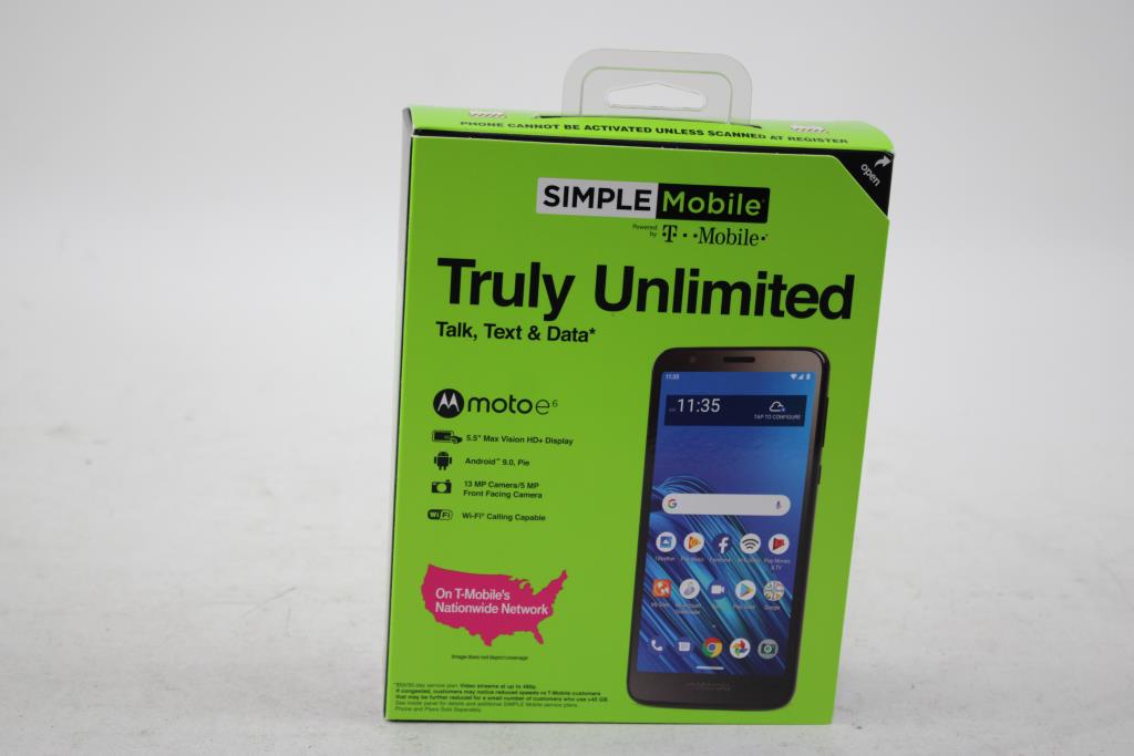 Simple Mobile Truly Unlimited Prepaid Motorola Moto E6 Smartphone