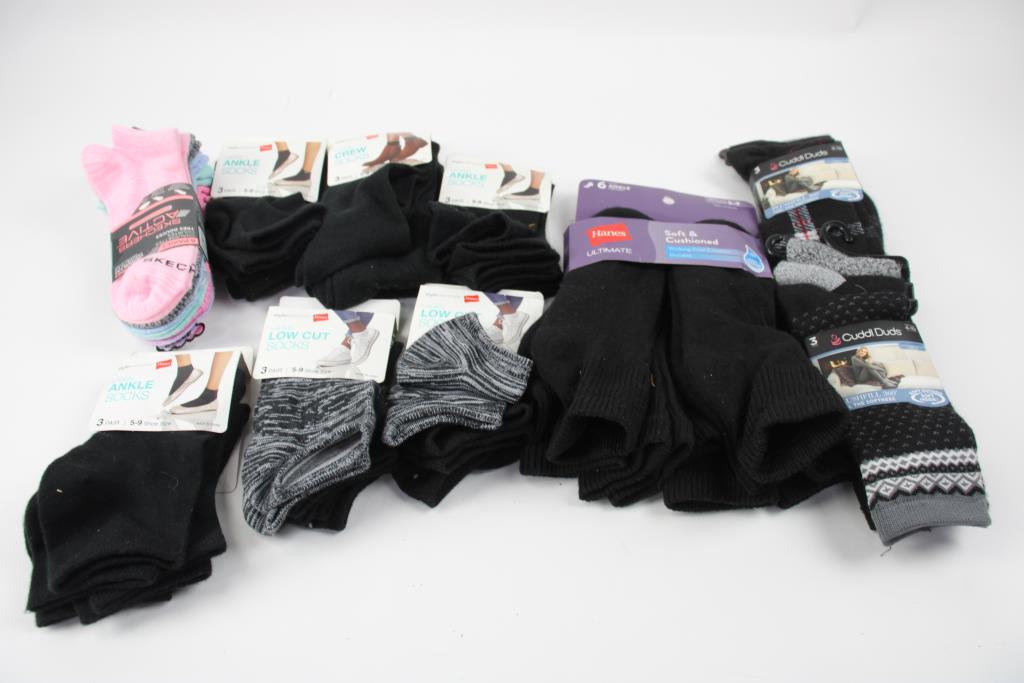 Skechers, Hanes, Cuddl Duds Crew, Ankle, And Low-Cut Socks, 10 Pieces