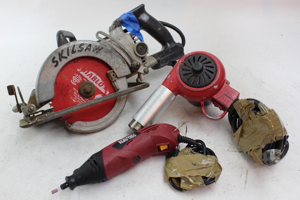 Skilsaw Worm Drive, Chicago Electric Rotary Tool, & More; 3 Pieces