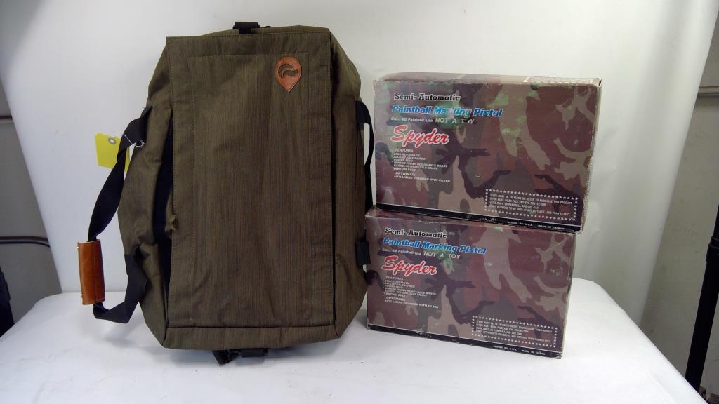Skunk Duffle Bag, 90s Vintage Spyder Paintball Gun