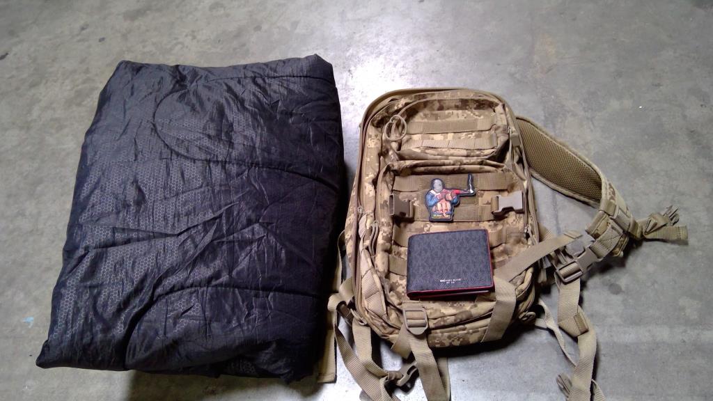 Sleeping Bag And Tactical Backpack, Michael Kors Wallet