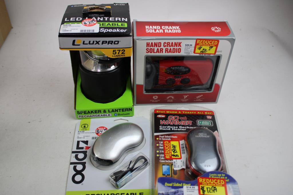 Slumberjack Sleeping Bag, Speaker Lantern, Solar Radio, And More, 5 Pieces