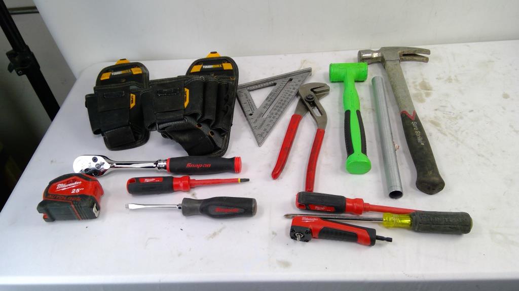 Snap-On Adjustable Joint Pliers, Dead Blow Hammer, Tool Belt Pouches, And More