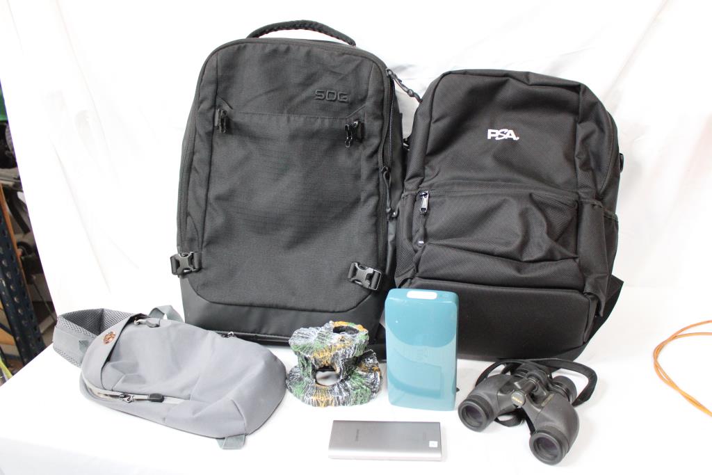 SOG Backpack, Nikon 8x32 Binoculars, Samsung Power Bank And More