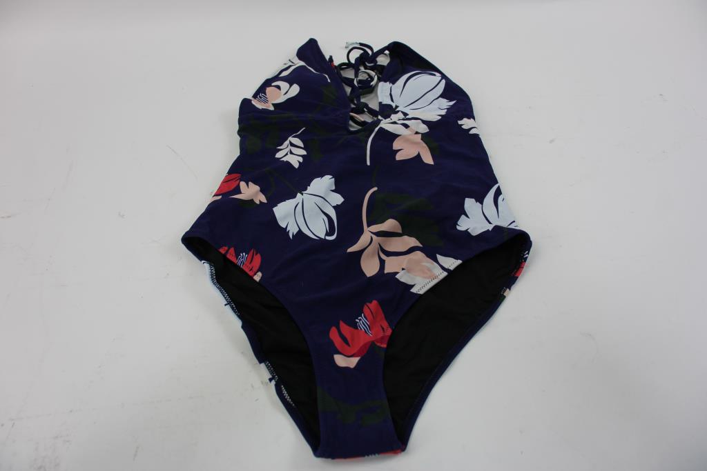 Solid And Striped One Piece Bathing Suit (SizeS), Cupshe One Piece