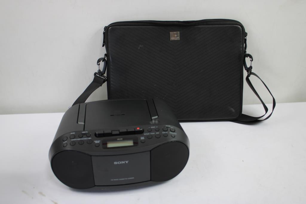 Sony Boombox, Laptop Case, Earphones, AC Adapters, And More, 8 Pieces