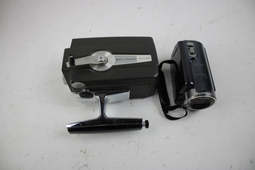 Sony Exmor R Camcorder And Bell & Howell Super Eight Vintage Movie Camera, 2 Pieces