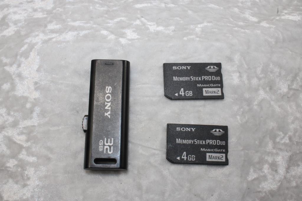 Sony Memory Stick PRO Duo Mark 2 Memory Cards And USB Flash Drive, 3