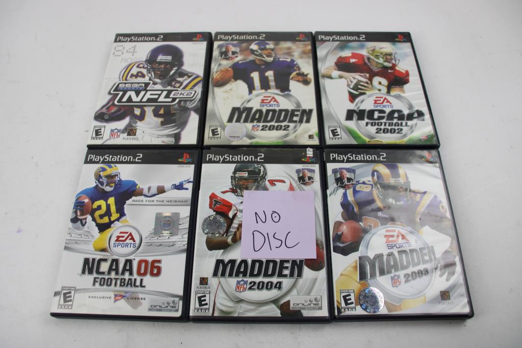 Sony Playstation 2 Games, 6 Pieces With Madden 2004 CASE ONLY