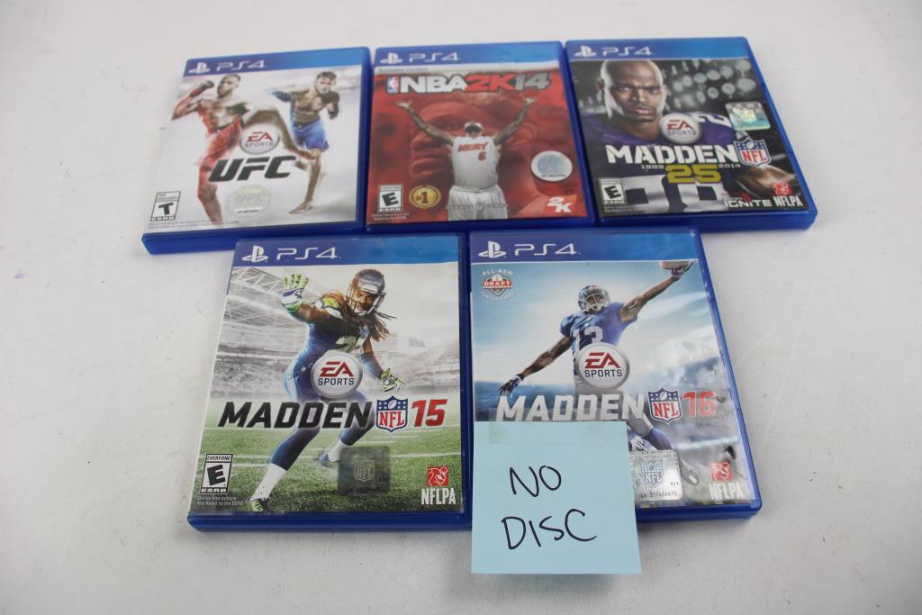 Sony Playstation 4 Games, 4 Pieces With Madden 16 CASE ONLY