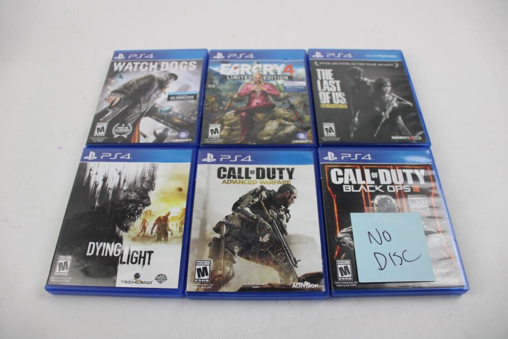 Sony Playstation 4 Games, 5 Pieces With Call Of Duty Black Ops 3 CASE ONLY