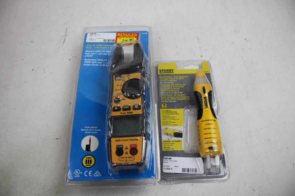 Sperry Instruments Voltage Tester, Ideal 200A Split Jaw Meter, 2 Pieces