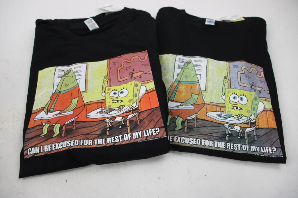 SpongeBob Brisco Brands T-Shirts, XL, M, 2 Pieces
