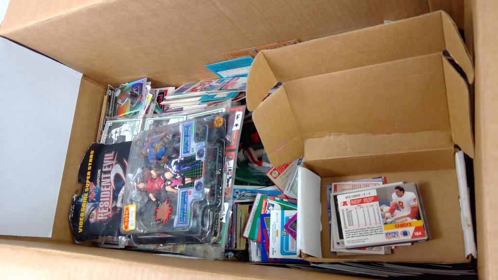 Sports Trading Card Bulk Lot, 100+ Pieces With Video Game/Sports Figurines