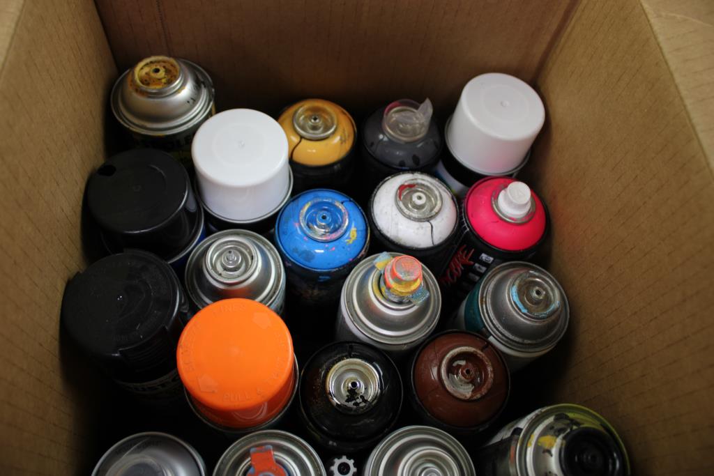 Spray Paints Bulk Lot With Paint Marks, 23 Pieces