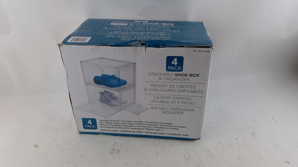 Stackable Shoe Box & Organizer 4 Pack