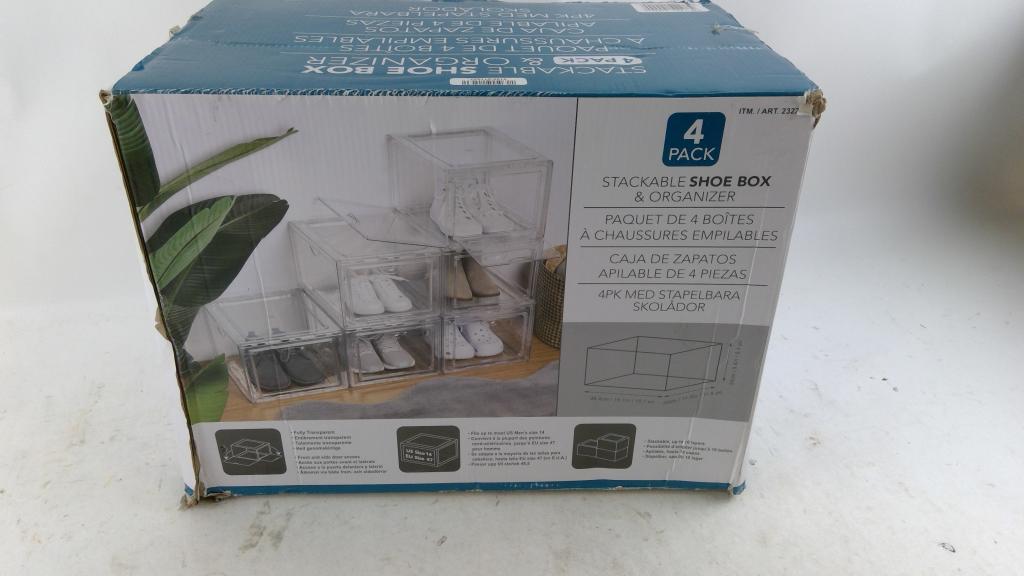 Stackable Shoe Box & Organizer 4 Pack