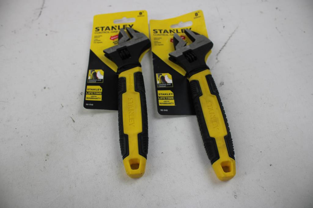 Stanley 8" Adjustable Wrenches, Fatmax Aviation Bulldog Snips, 3 Pieces