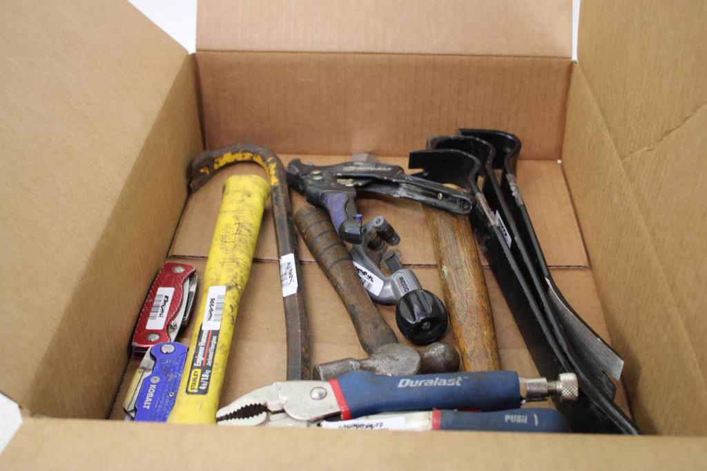 Stanley Engineer Hammer, Pry Bars, Duralast Locking Grip Pliers, And More, 12 Pieces