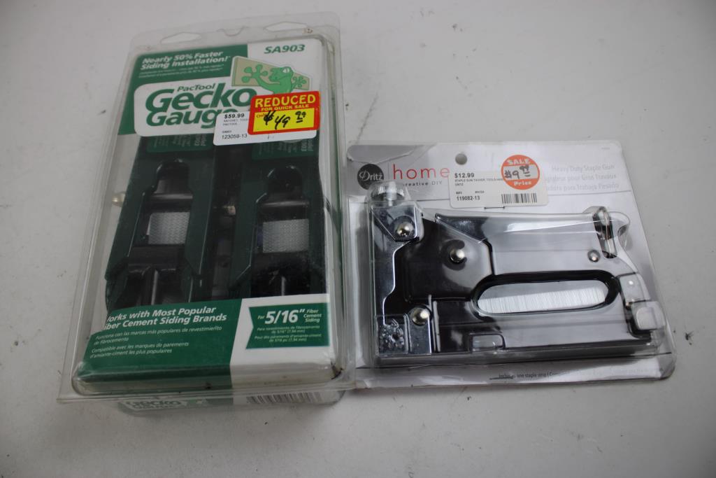 Staple Gun, Steel Nail Sets, Auto Center Punch, Siding Installation Tool, 5 Pieces