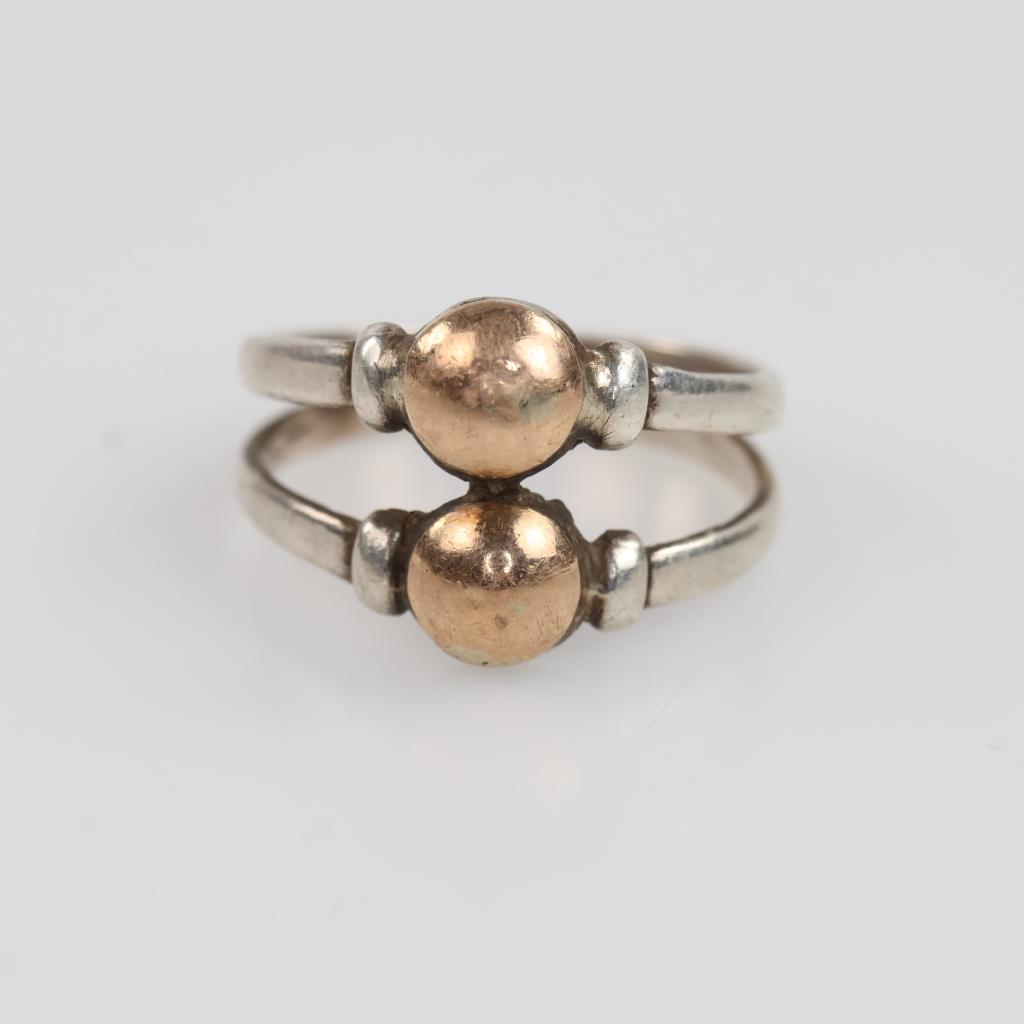 Sterling Silver 14kt Rose Gold Accent Ring