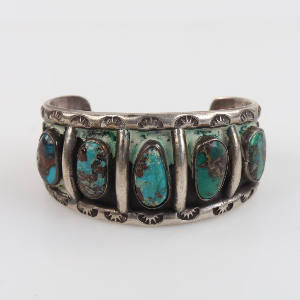 Sterling Silver 5 Turquoise Cuff