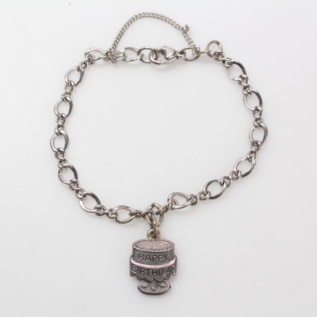 Sterling Silver 9.66g James Avery Bracelet With 'Happy Birthday' Pendant Property Room