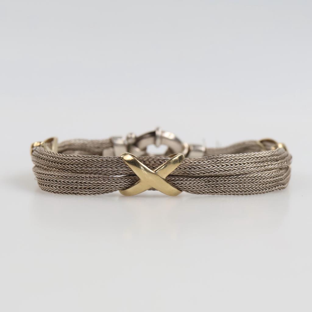 Sterling Silver And 14kt Gold Bracelet