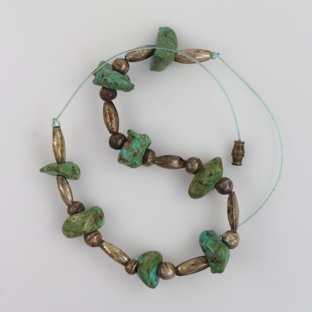 Sterling Silver Beads And Turquoise Necklace