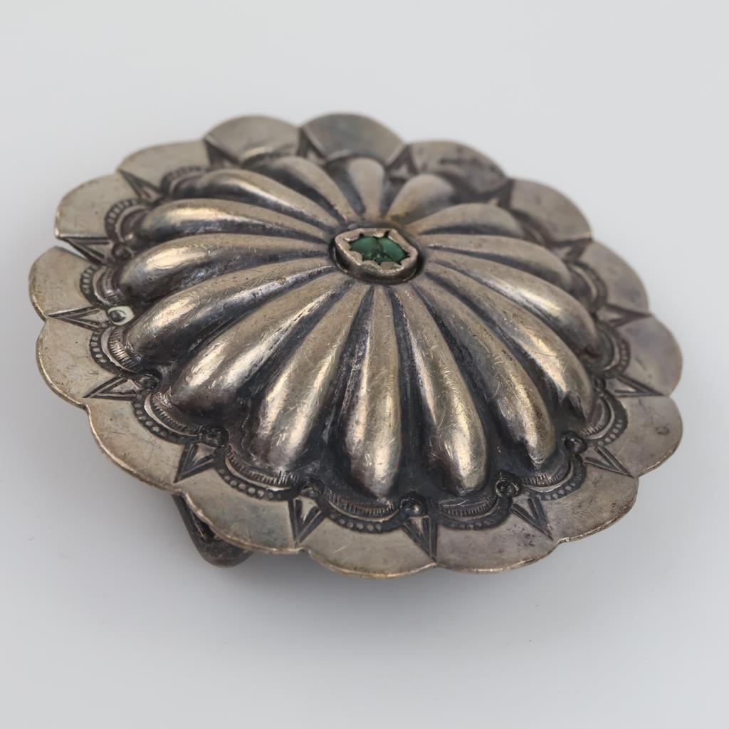 Boucle De Ceinture Vintage - Argent Et Pierre Brune - Collectionneur